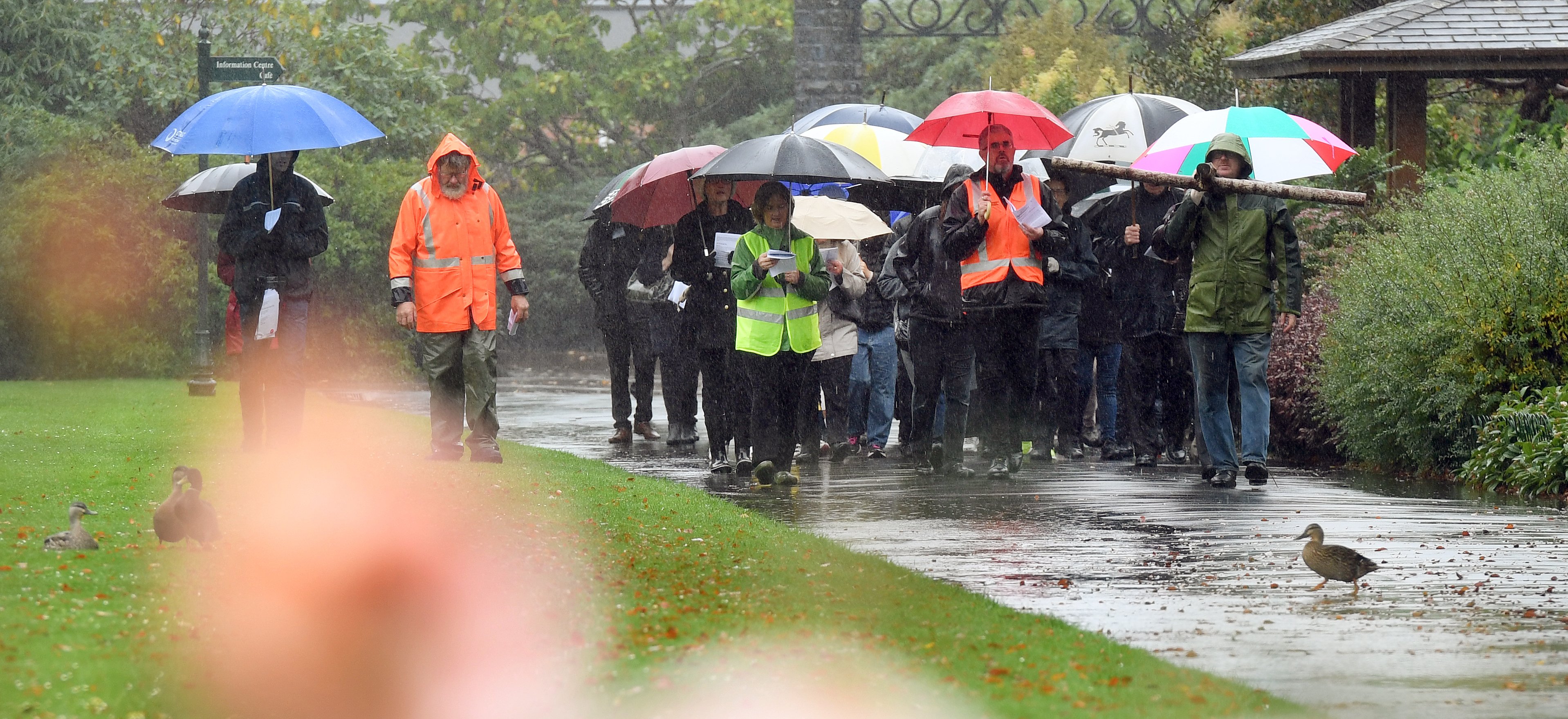 Steady rain did not dampen the spirits of the about 40 Northeast Valley church-goers who marked...
