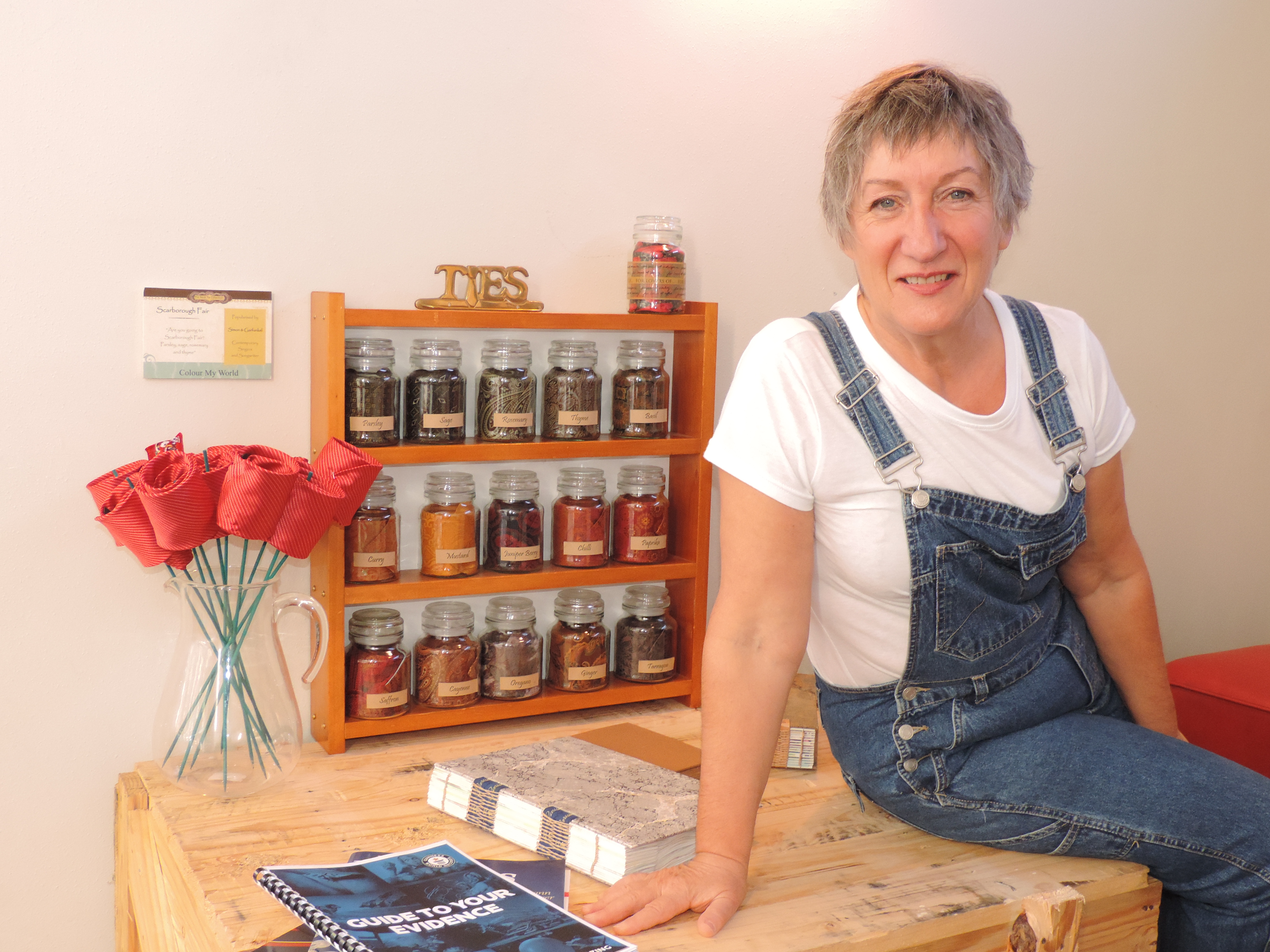 Irene Sparks has created a temporary lounge area in the former BNZ premises. The ‘‘flowers’’ in...