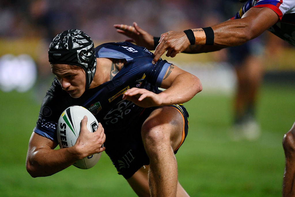 Kalyn Ponga of the Cowboys scored a try worth celebrating. Photo: Getty