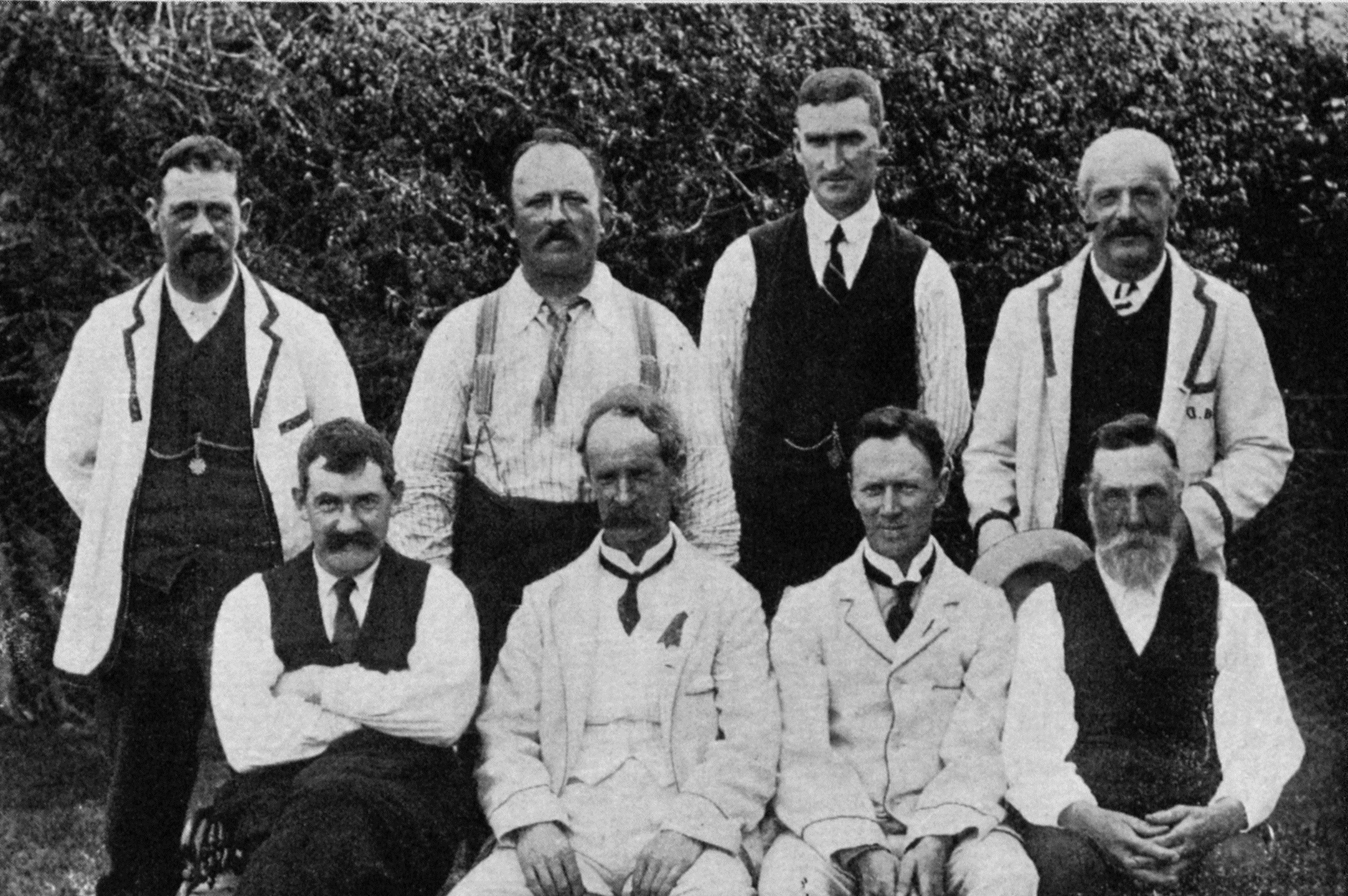 The major placegetters in the provincial bowling match at Gore green: Gore (standing, from left),...