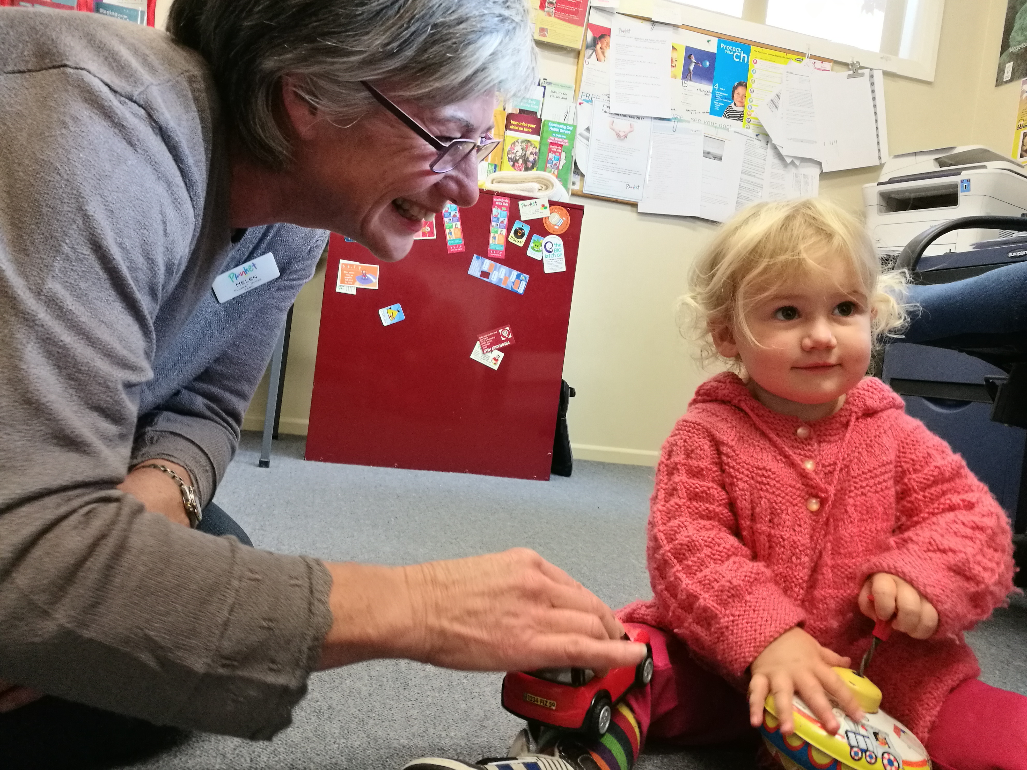 Plunket nurse Helen Umbers entertains Lara Bartlett (18 months) in Wanaka during last week’s...