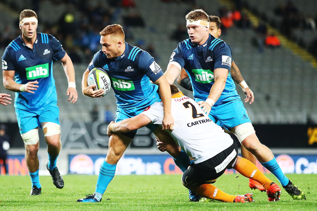 Ihiaia West on the charge for the Blues against the Cheetahs. Photo Getty Images