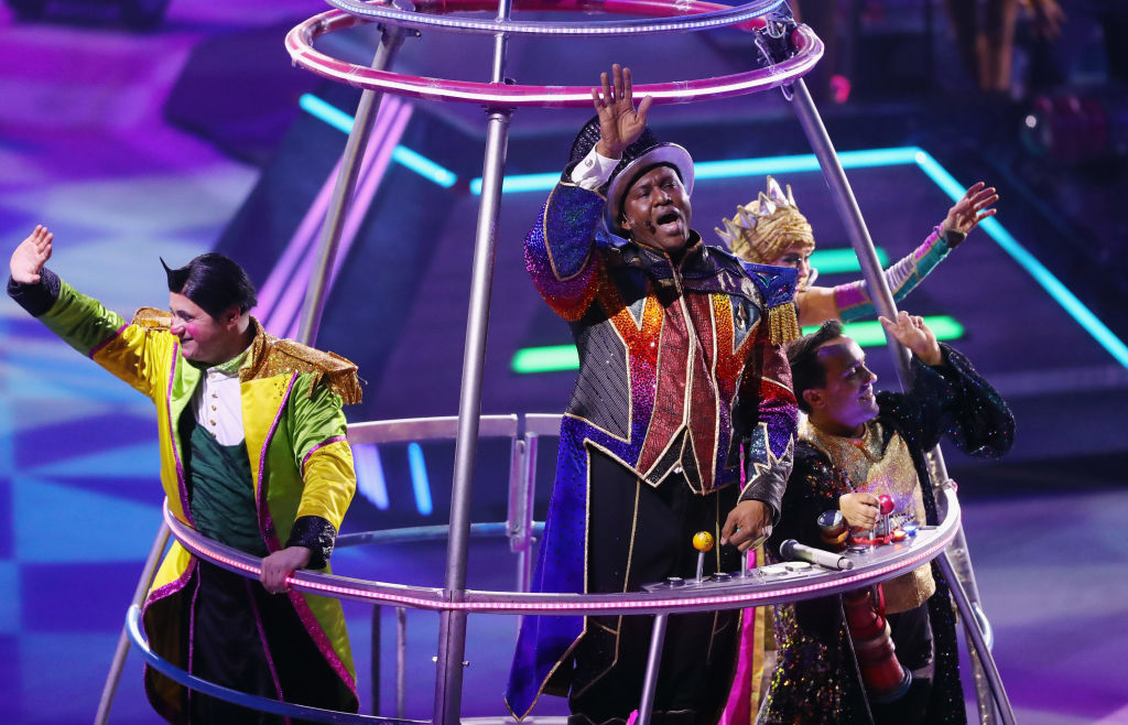Ringmaster Jonathan Lee Iverson performs in the closing number on the final day of the Ringling...