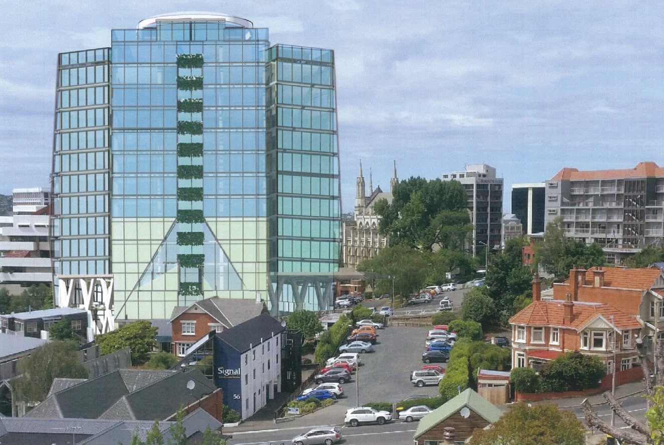 The anticipated view from Cargill St of the hotel proposed for Moray Pl, in Dunedin. IMAGE:...