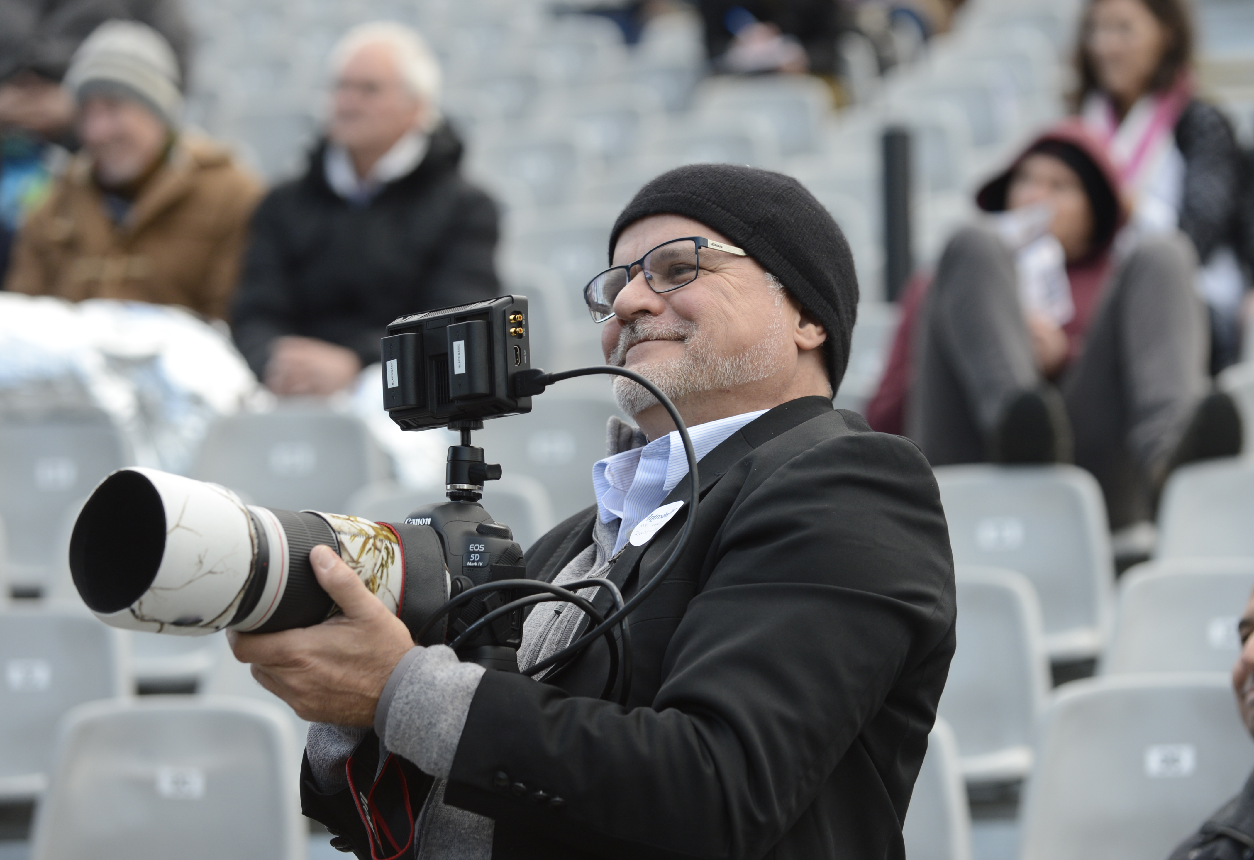 Nobel Peace Prize nominee Bart Rademaker, of the United States, records his daughter, Gabriela...