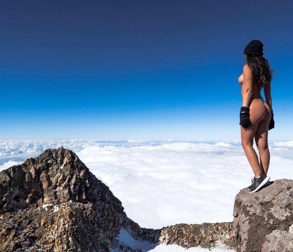 Playmate Jaylene Cook climbed Mt Taranaki, posing naked for images at the summit. Photo: Instagram