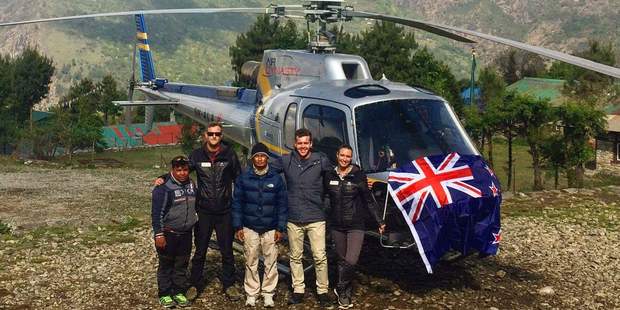 The Air Dynasty team, Ashish (left, ground co-ordinator), Andrew Gutsell (pilot), Padma (ops...