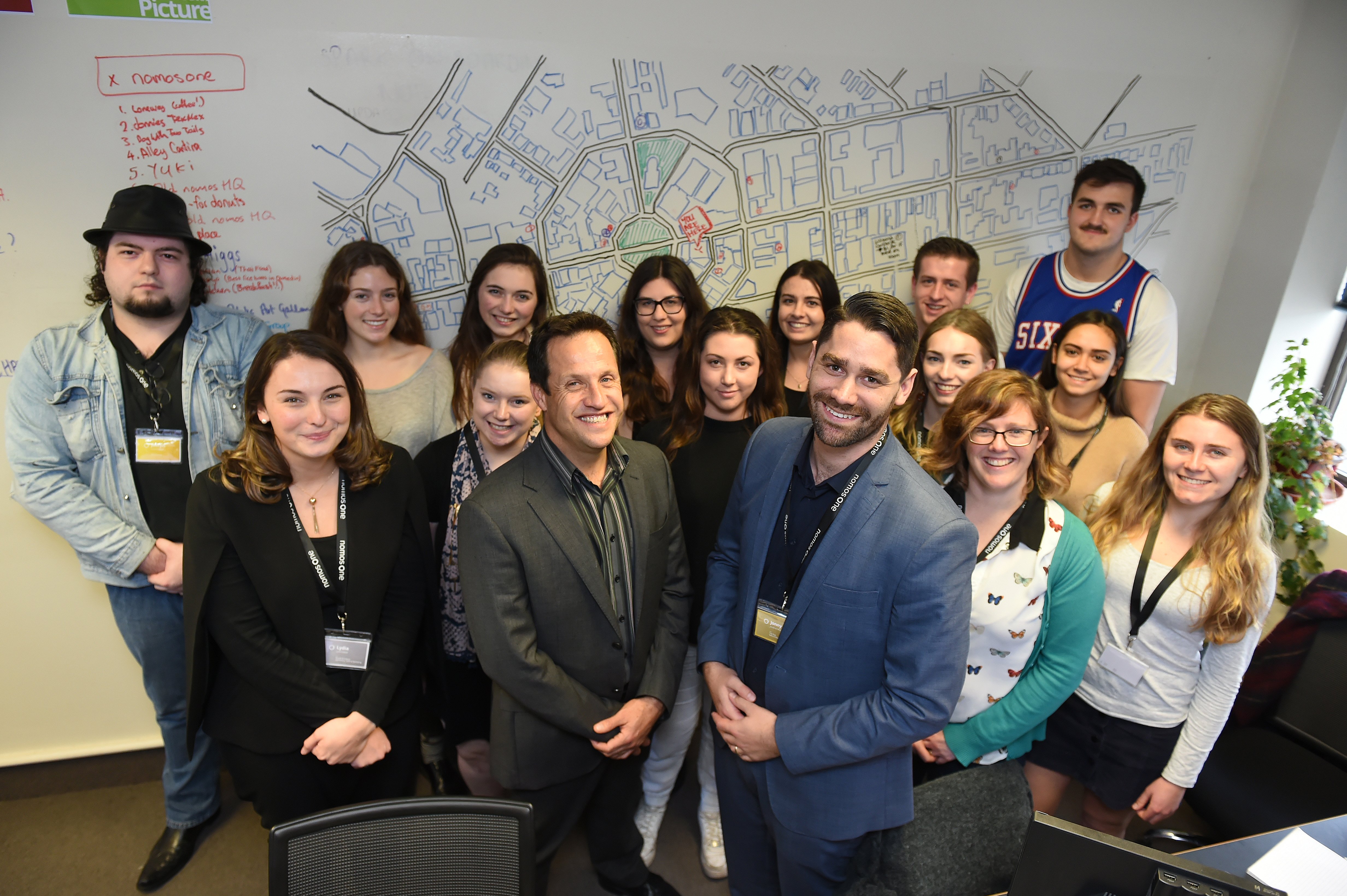 Nomos One employees and interns (back row from left)  Joseph Chagger, Ursula Steiner-Grierson,...