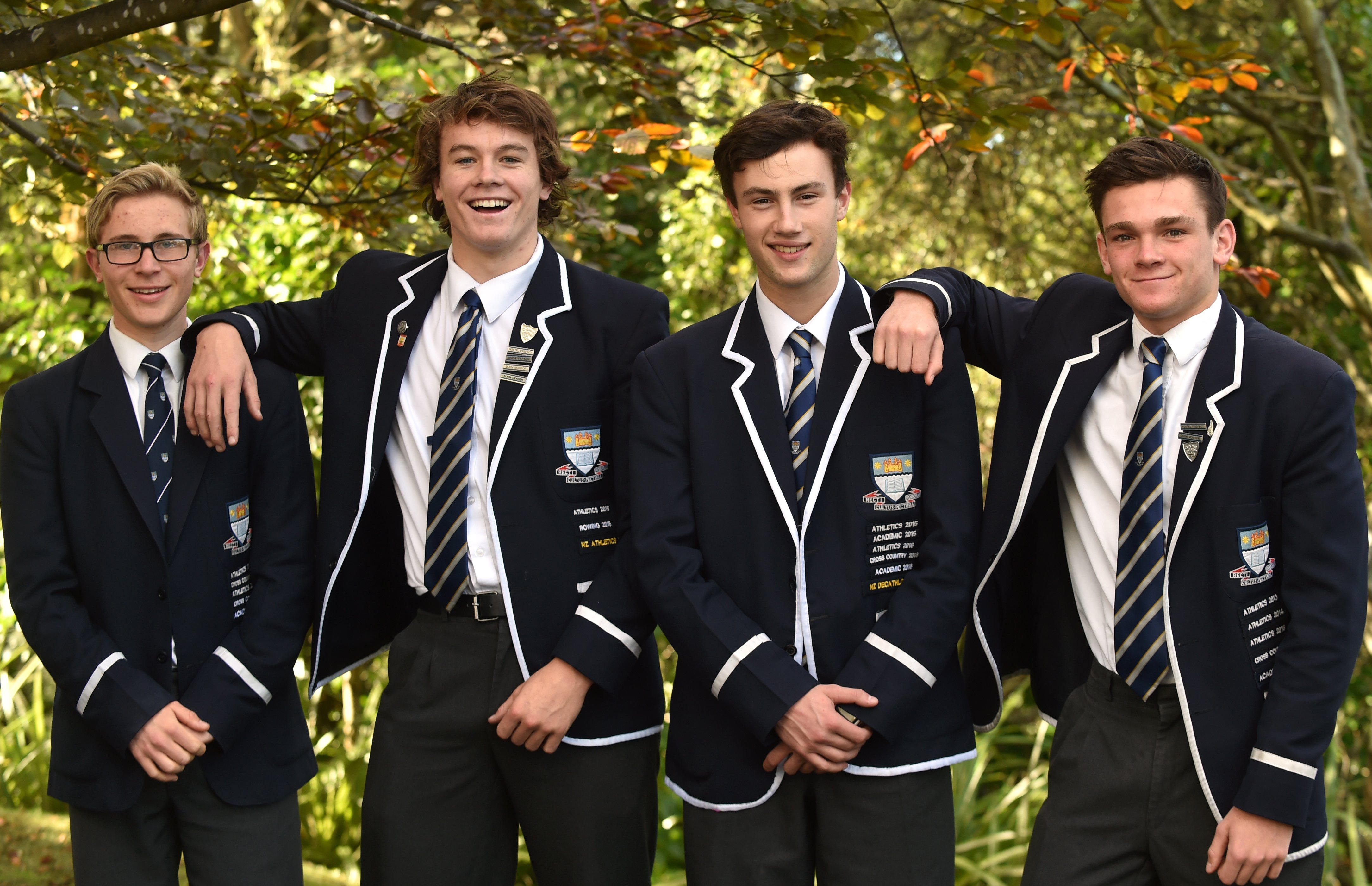 Otago Boys' High School pupils off to the Oceania Games at the end of next month are (from left): Nathan Hill, Anton Schroder, Cameron Miller and Liam Turner. Photo: Peter McIntosh.