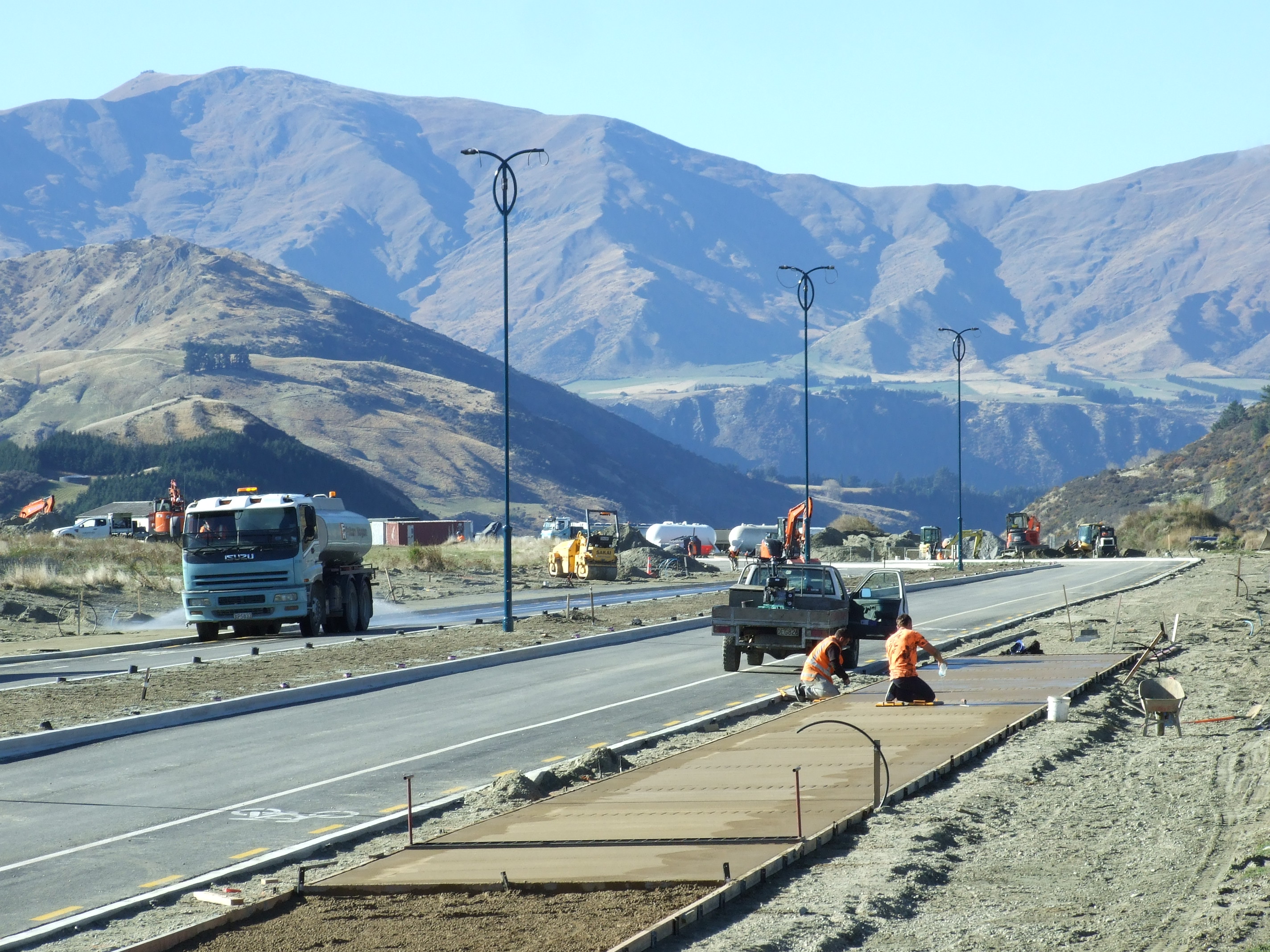 Work proceeds on the first stage of Hawthorne Dr on Thursday, at the Remarkables Park end....