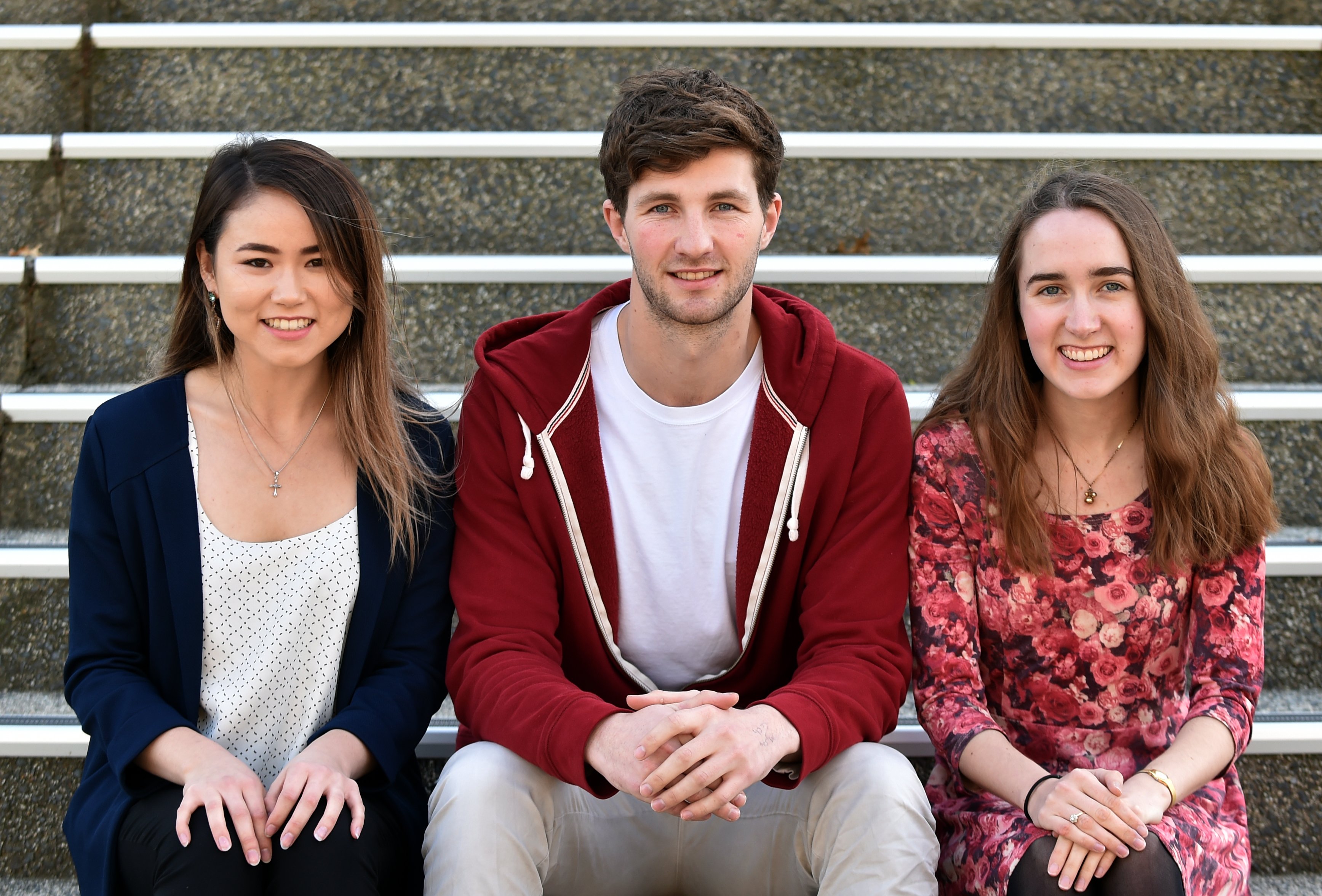 University of Otago students (from left) Mika Smith (20), Sean Boult (23) and Charlotte Steel (21...