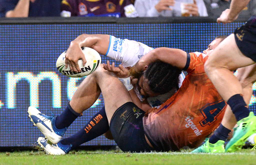 Titans centre Konrad Hurrell scored the teams winning try. Photo: Getty