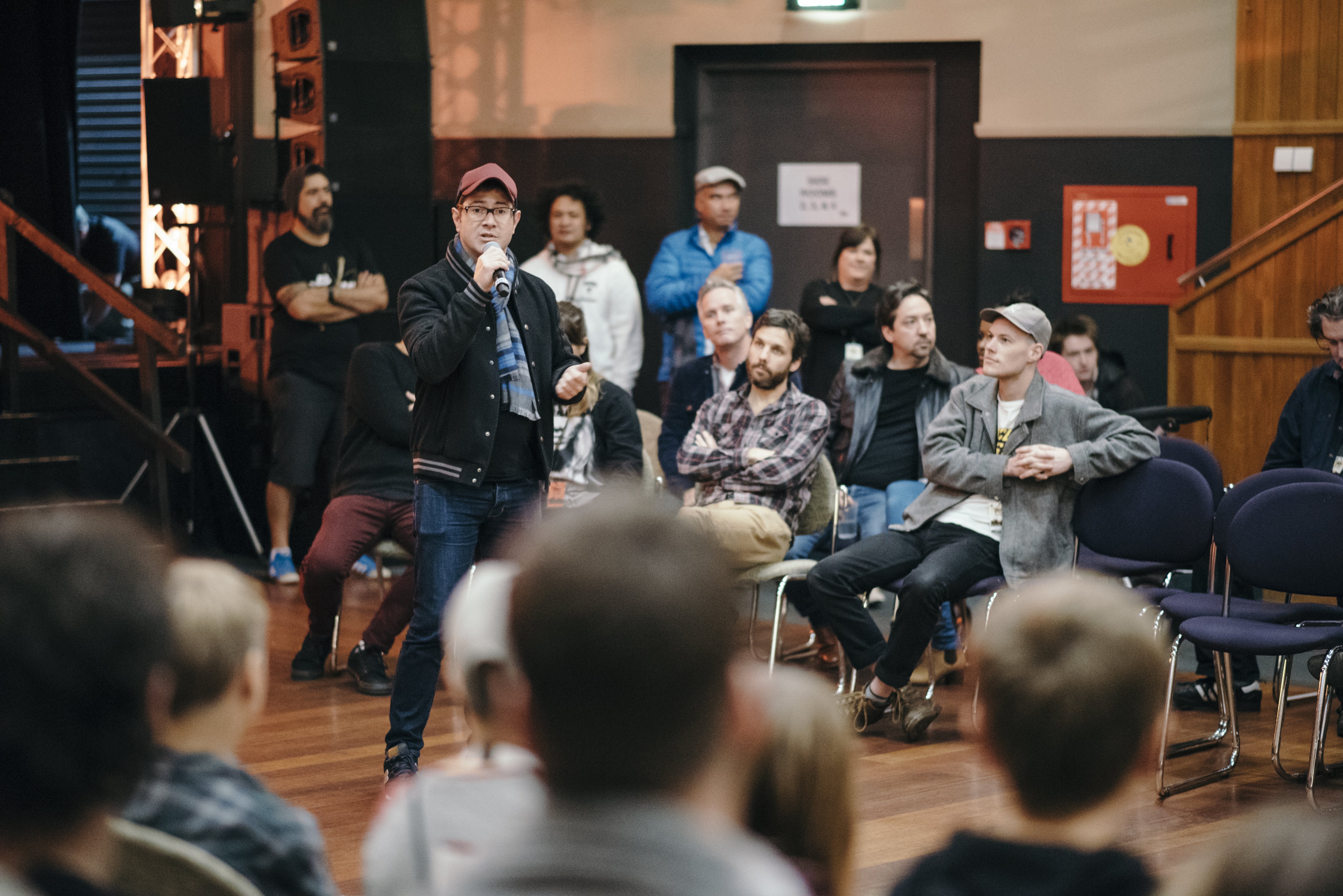 Yami Sounz Summit tutor Barnaby Weir at the 2016 summit in Wanaka teaching musical collaboration....