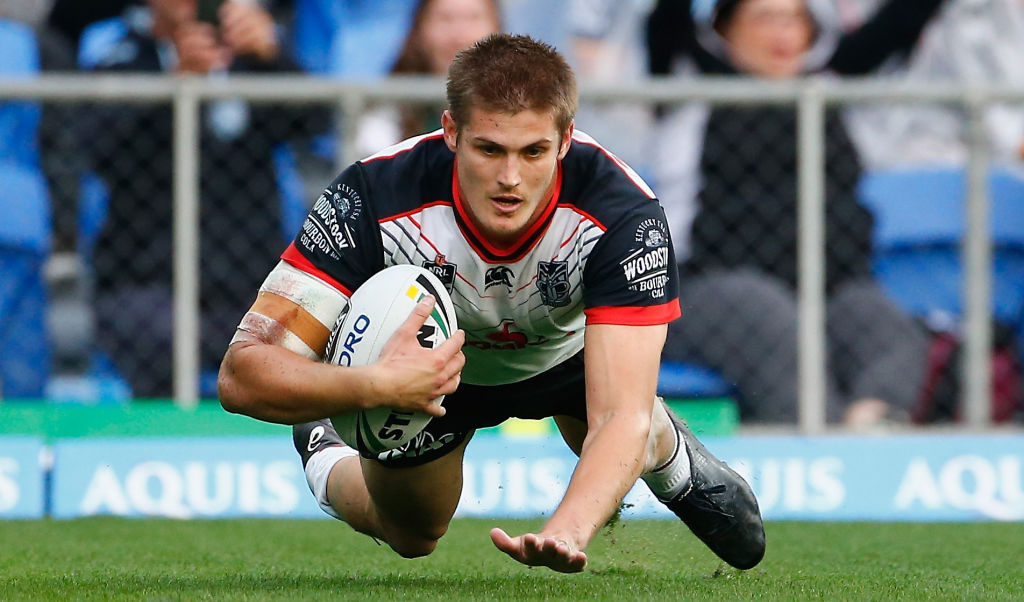 Blake Ayshford of the warriors scores a try. Photo: Getty