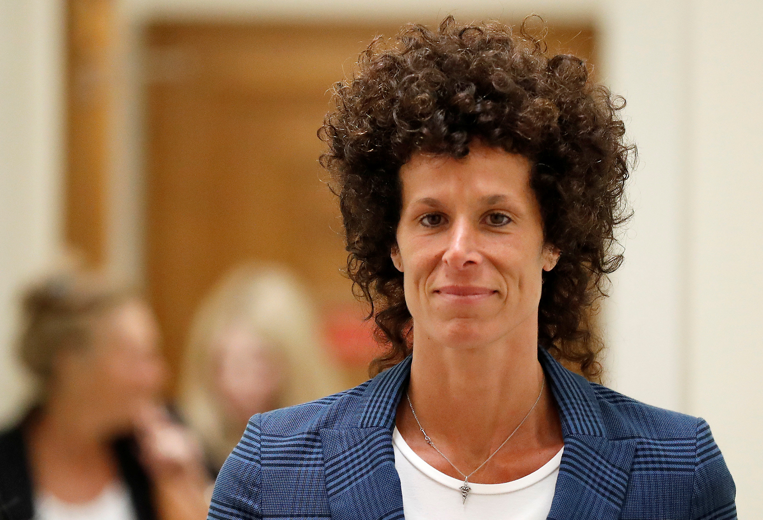 Andrea Constand leaves the courtroom after the closing arguments of Bill Cosby's trial for sexual...