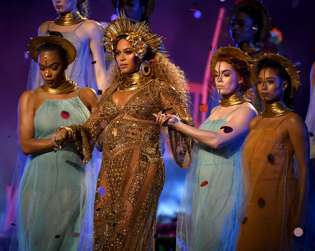 Beyonce performs during the 59th Grammy Awards in Los Angeles in February. Photo Getty