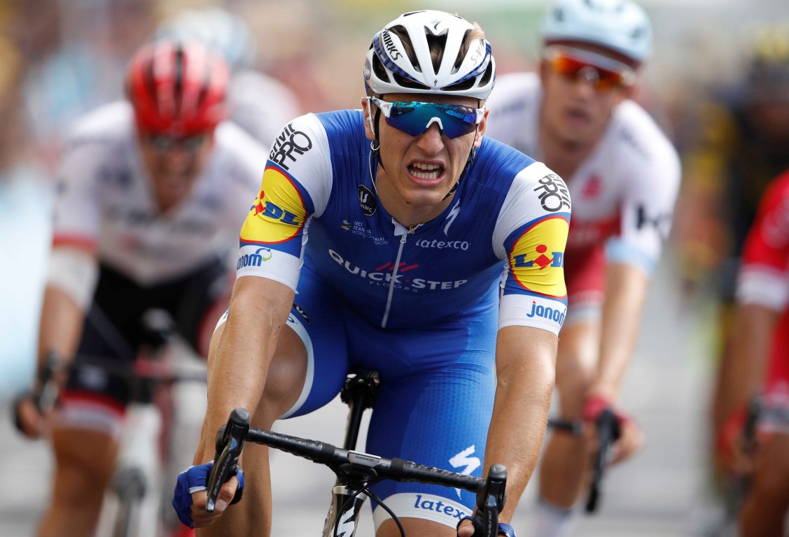 Marcel Kittel sprints to the finish line on his way to victory in Stage 7. Photo Reuters
