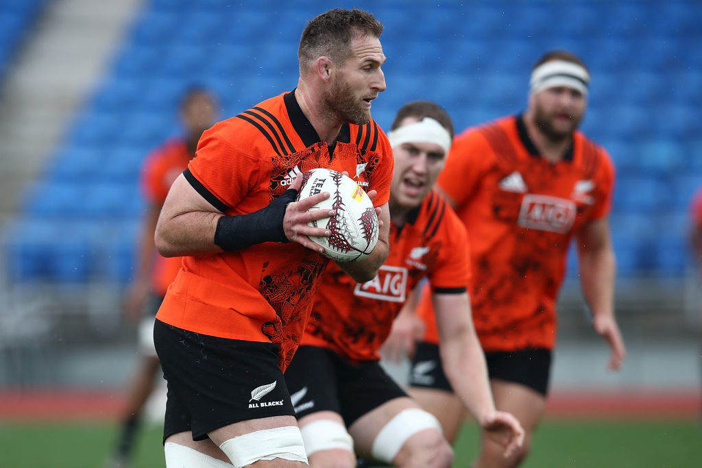 Kieran Read in action at an All Blacks training session in Auckland this week. Photo: Getty 