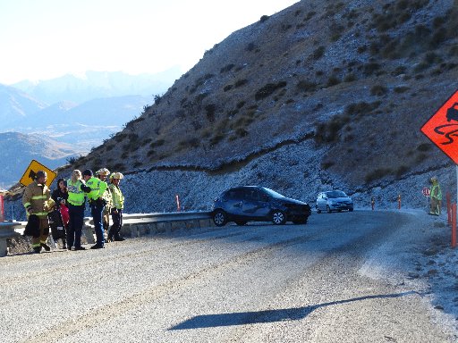 A female driver in a hire car heading towards Queenstown on the Crown Range Rd lost control....