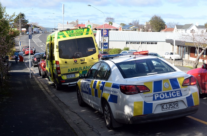 Emergency services at the scene today. Photo Linda Robertson