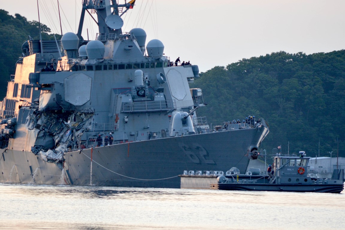 USS Fitzgerald returns to Fleet Activities Yokosuka in Japan following the collision. Photo...