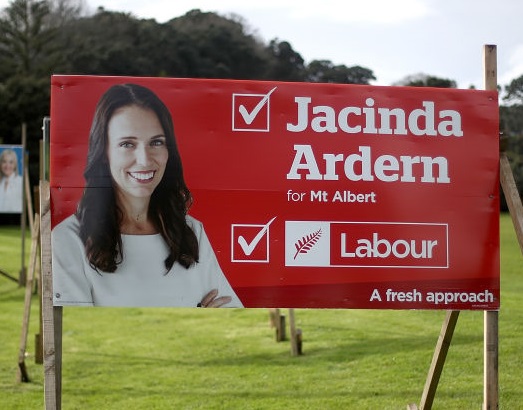 An election billboard for Jacinda Ardern in Auckland. Photo Getty