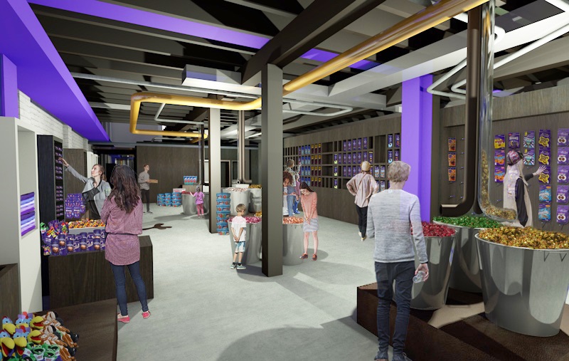 An artist's impression of what the retail area will look like in Dunedin's redeveloped Cadbury World. Image: Supplied