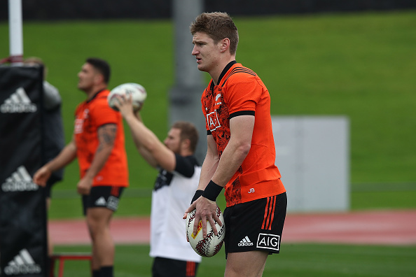 Jordie Barrett at an All Blacks training session in Auckland last month. Photo Getty