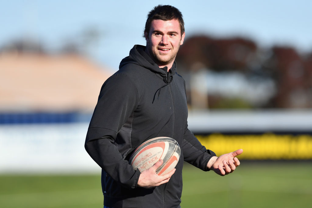 Liam Squire at a recent All Blacks training session in Christchurch. Photo Getty
