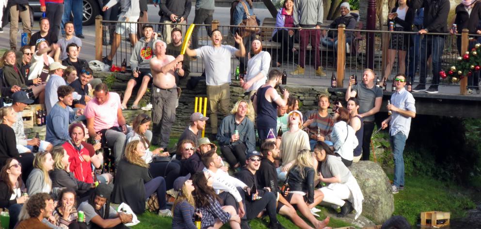Revellers at last year's impromptu Crate Day party in Queenstown. Photo: Philip Chandler.