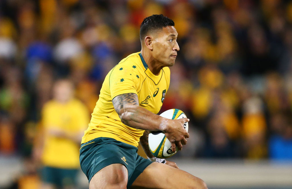 Israel Folau bagged two tries for the Wallabies against Argentina. Photo Getty