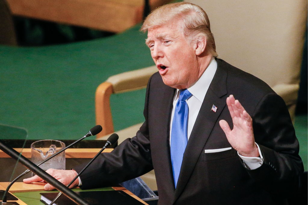 US President Donald Trump addresses the 72nd session of the UN General Assembly. Photo: Getty
