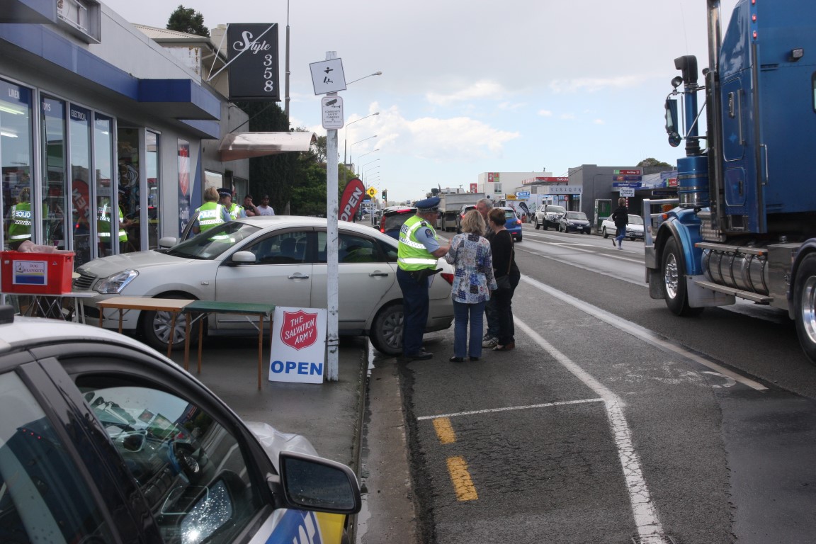 One of the cars involved in the accident crashed into the Salvation Army Northend store. Photo...