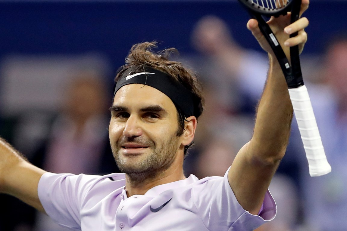 Roger Federer celebrates his win over Rafael Nadal. Photo Reuters
