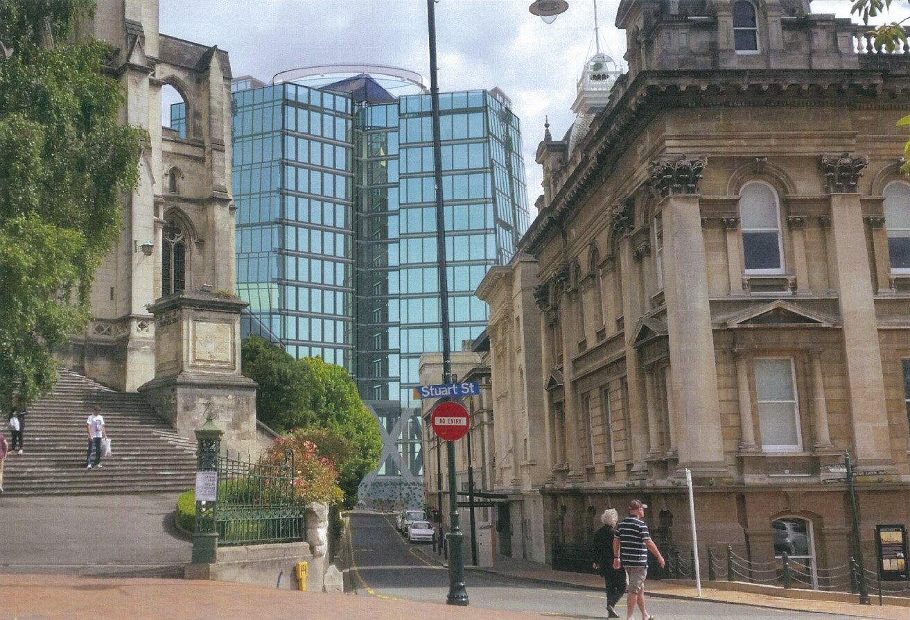 A view along Harrop St showing the proposed five-star hotel.