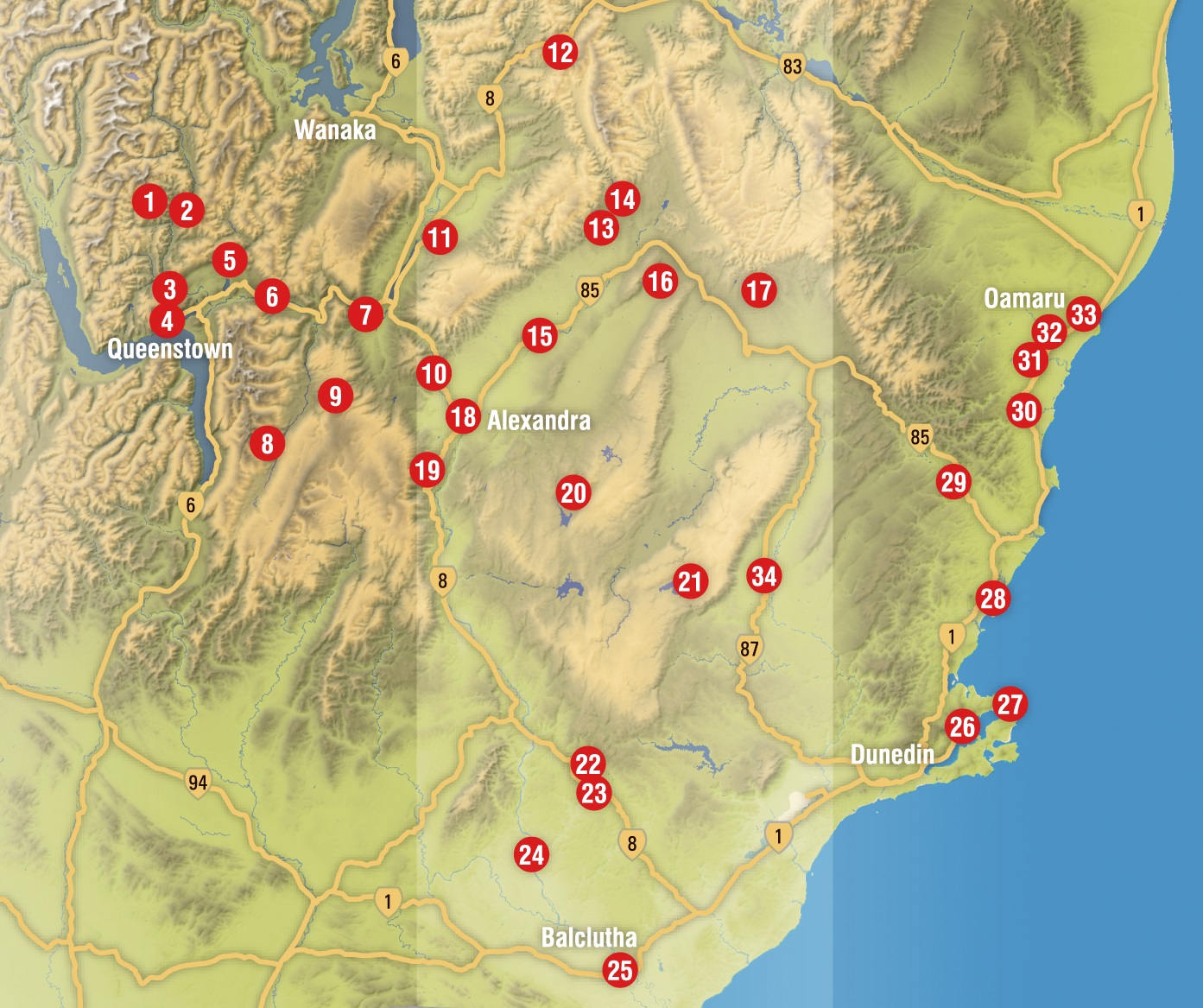 Key to sites below