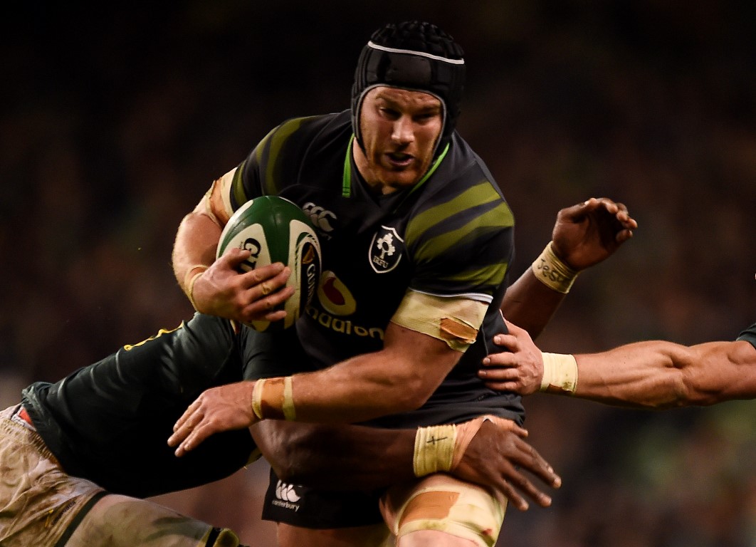 Sean O'Brien runs the ball up for Ireland against South Africa. Photo: Reuters