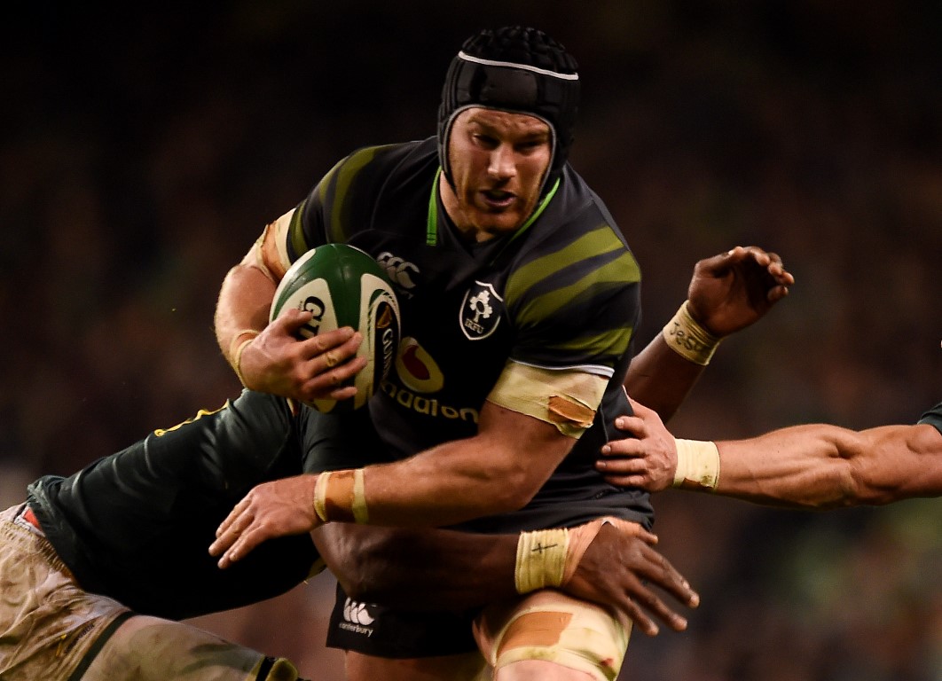 Sean O'Brien runs the ball up for Ireland against South Africa. Photo: Reuters
