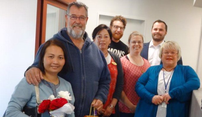 The first patients at Palmerston's new health centre, East Otago Health, Wanphen and Gary Nimmo ...