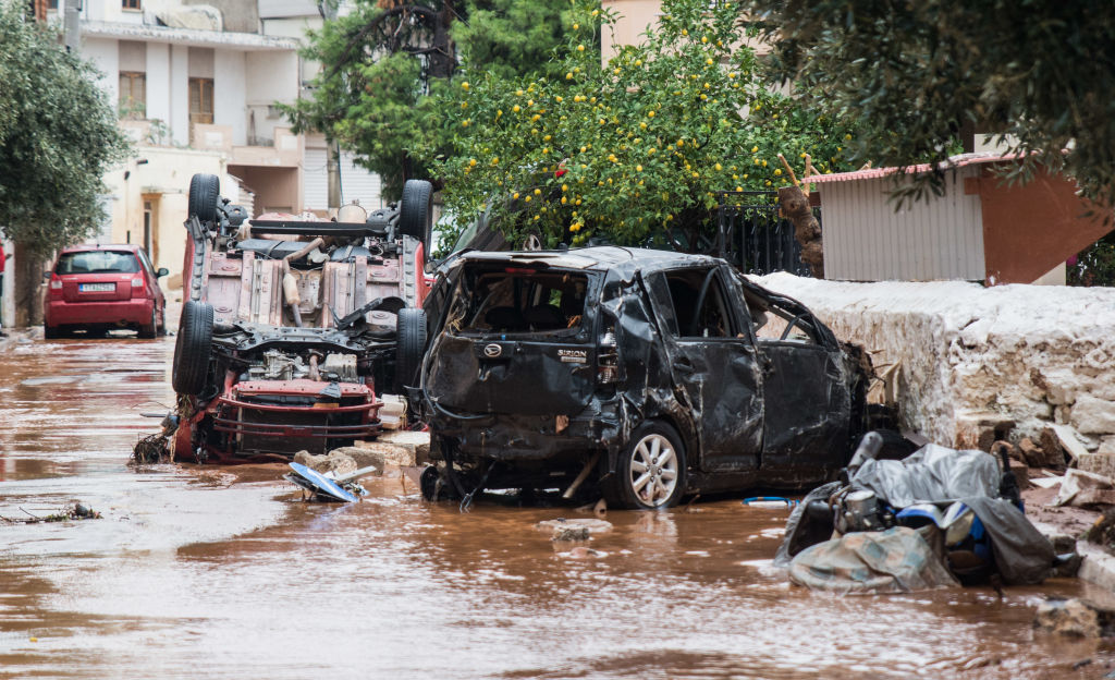 Flood damage in the town of Mandra, northwest of Athens. Photo: Getty