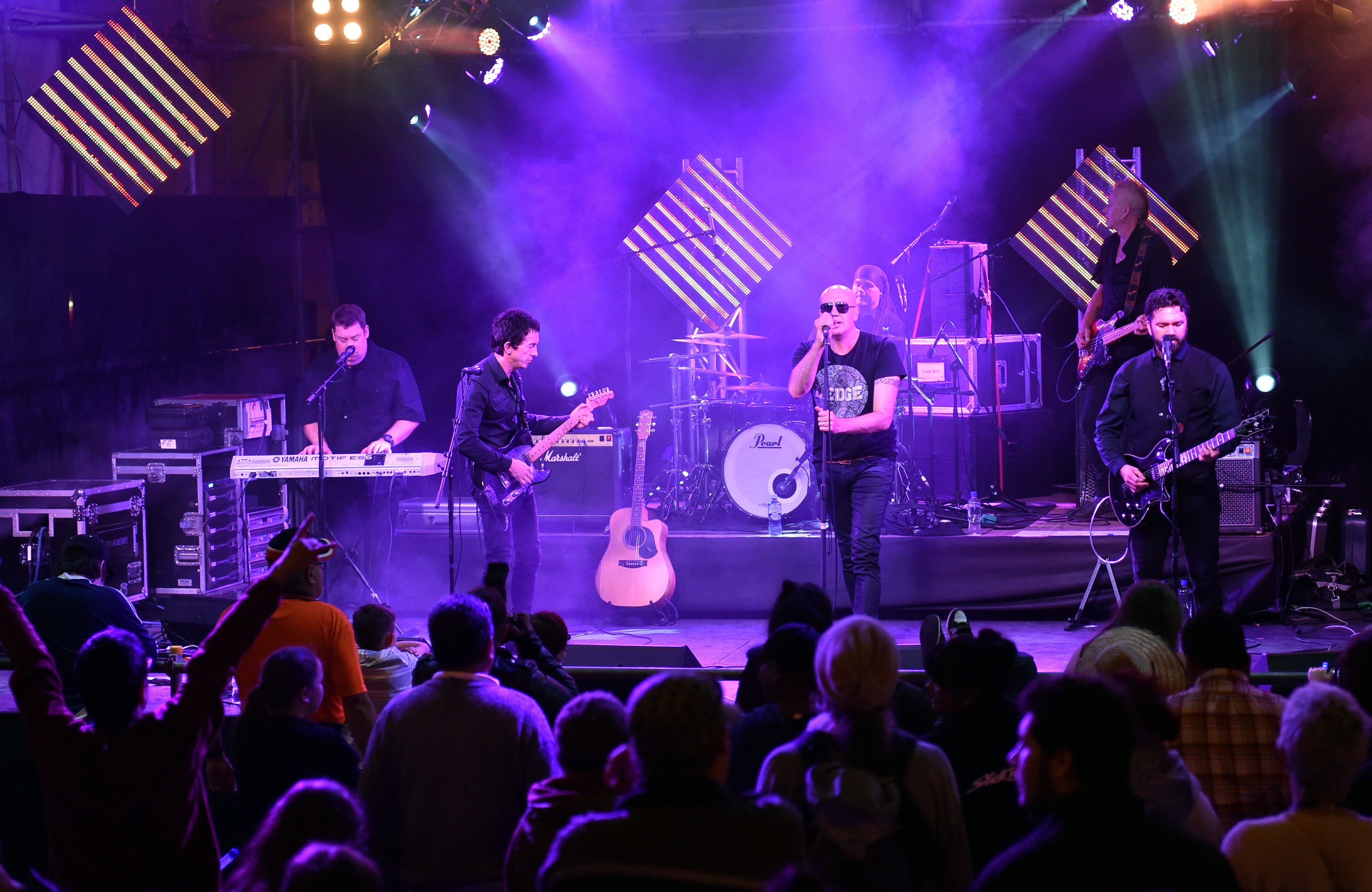 The Easy Hearts performing at the 2015 New Year's Eve show in the Octagon.