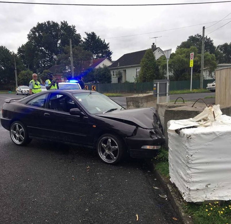 The concrete blocks have saved the Ansell family from having another car crash into their yard....