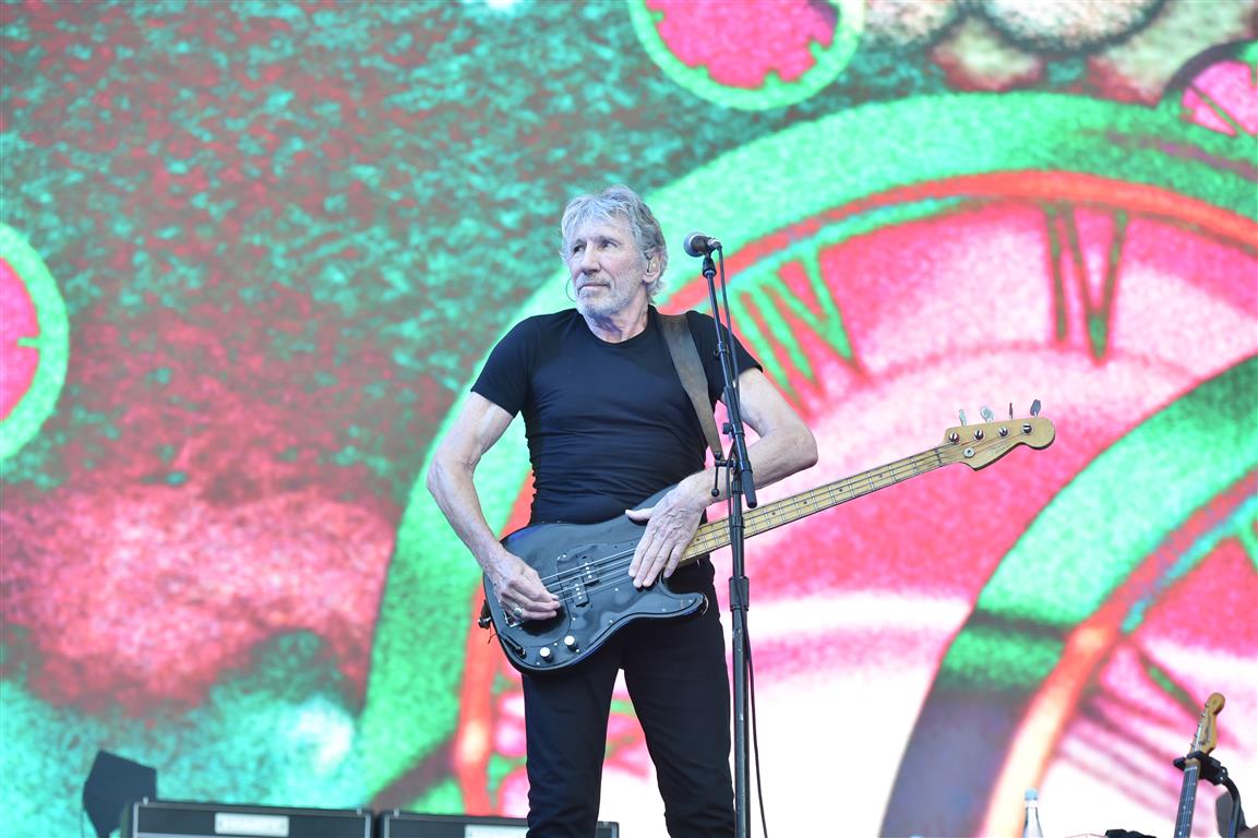 Roger Waters on stage at Forsyth Barr Stadium in Dunedin last night. Photo Gregor Richardson