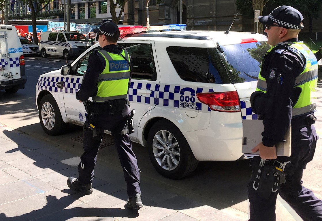 Police at the scene after the incident in central Melbourne. Photo: Getty