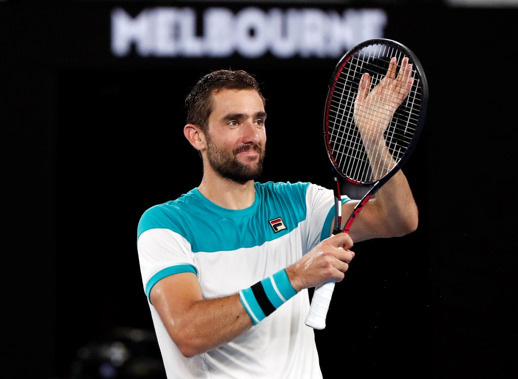 Marin Cilic celebrates his victory over Kyle Edmund. Photo Reuters