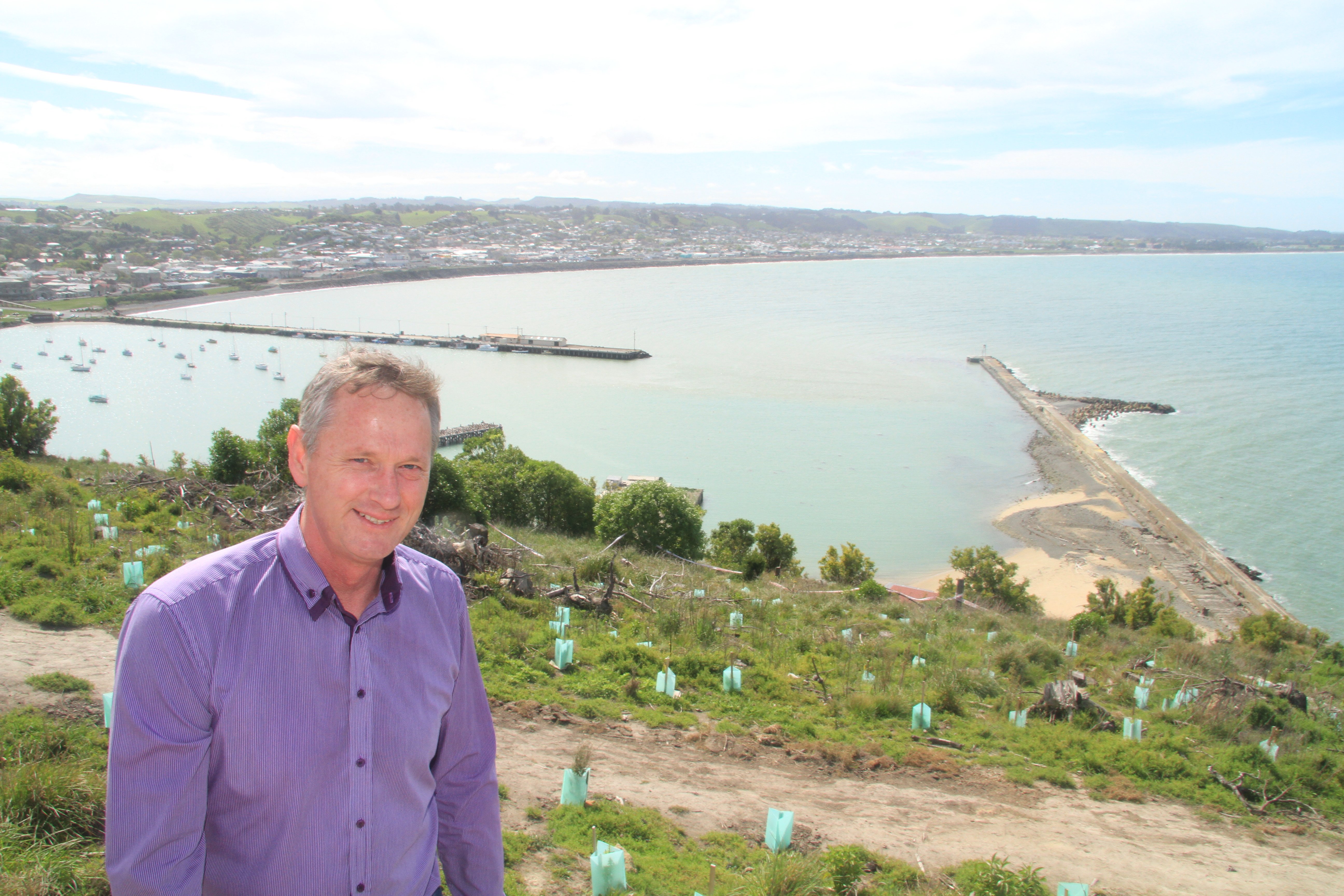 Waitaki Mayor Gary Kircher inspects a site in October that could be used as a starting point for...