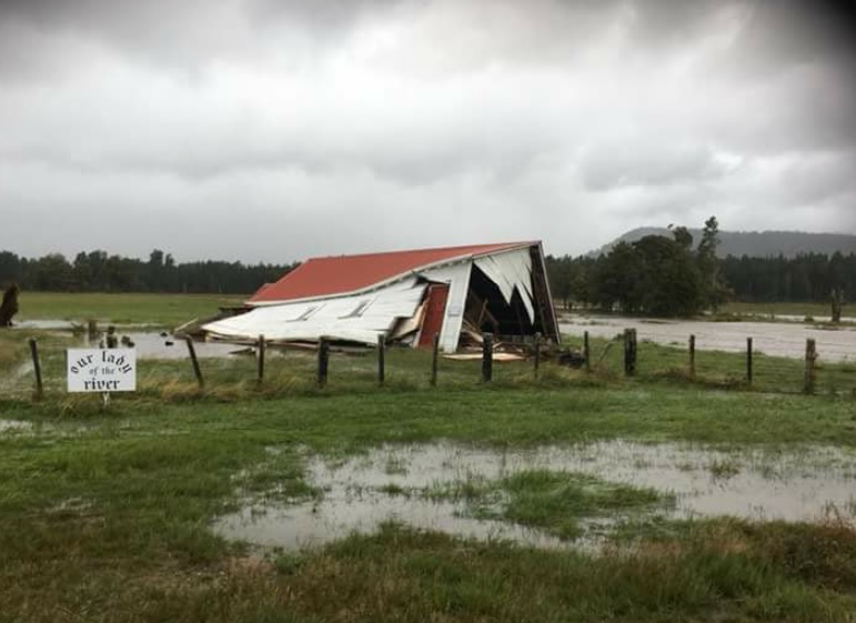 The Jacobs River Church lies in a crumpled heap after the storm. Photo:  Sheri Wright