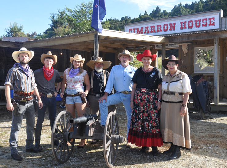 Hokitika Pistol Club members from the Westland Raiders cowboy action shooting division -- Rustler...