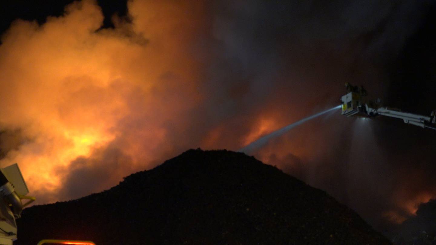 Dozens of firefighters are battling the blaze in South Auckland. Photo: Sam Sword via NZ Herald