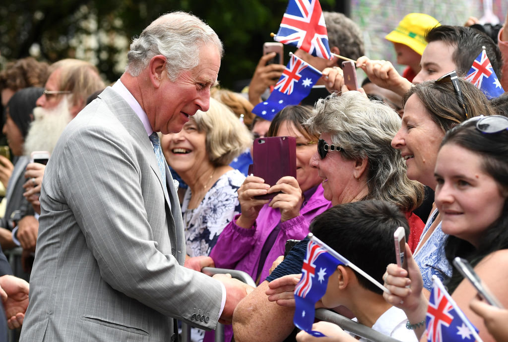 Prince Charles is greeted by members of the public in Brisbane earlier today. Photo: Getty Images